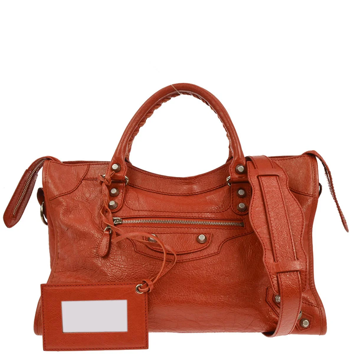 Balenciaga Red Lambskin City Medium 2way Shoulder Handbag