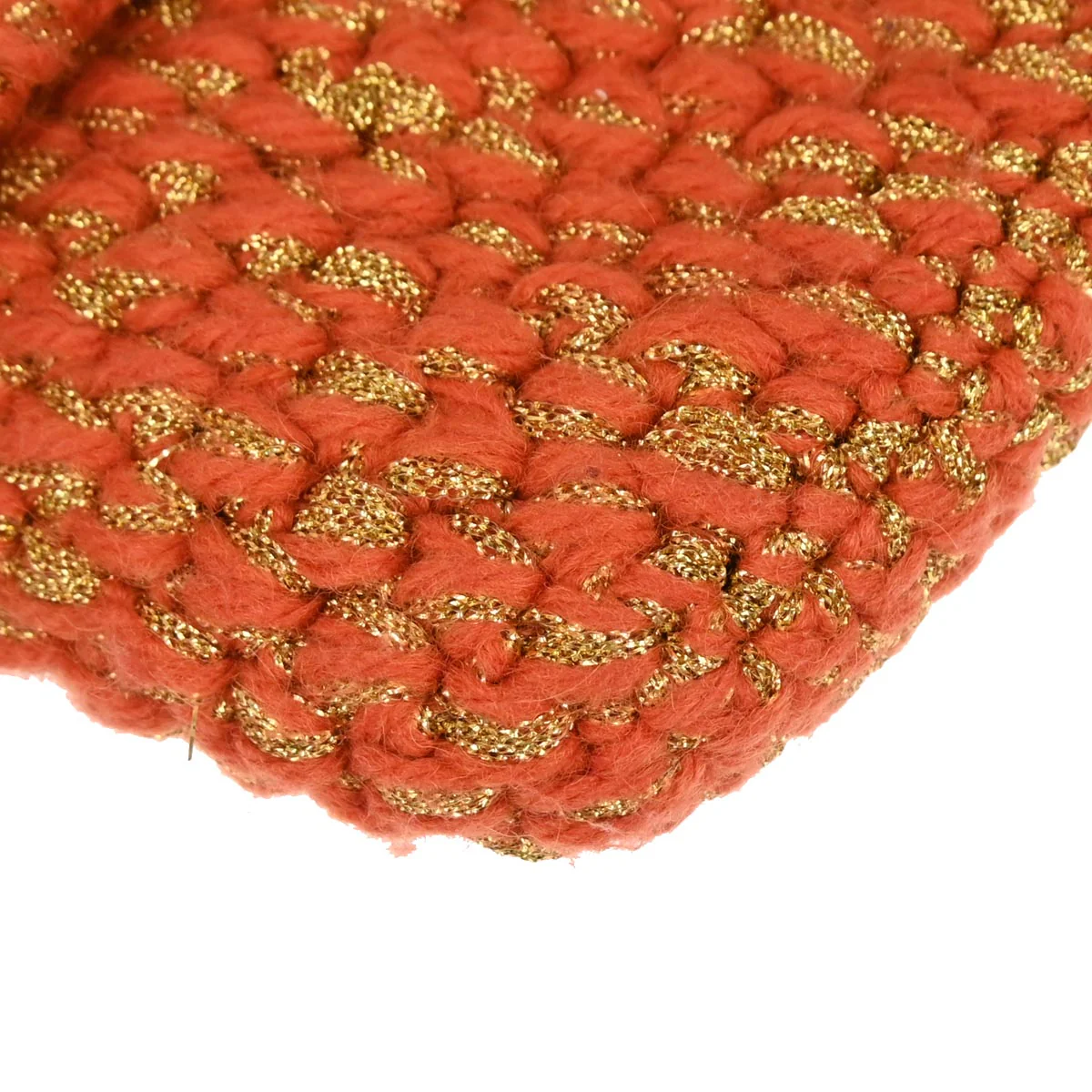Fendi Orange Gold Wool Baguette Handbag - Image 4
