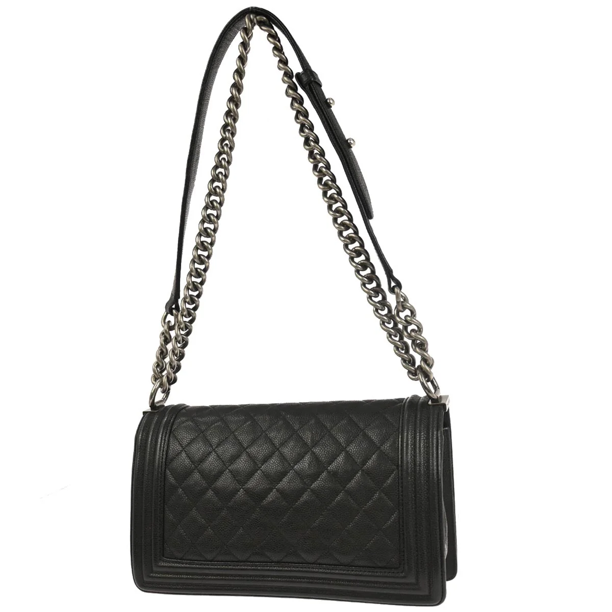 Boy Chanel 2017 Black Caviar Skin Medium Chain Shoulder Bag - Image 2