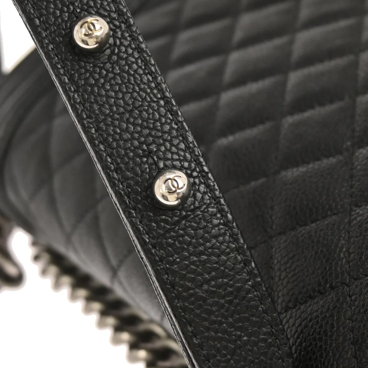 Boy Chanel 2017 Black Caviar Skin Medium Chain Shoulder Bag - Image 6