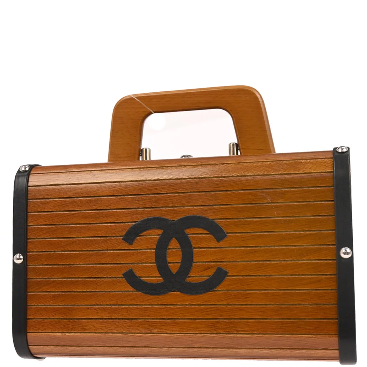 Chanel 1994-1996 Brown Black Wood Vanity Handbag Box - Image 2