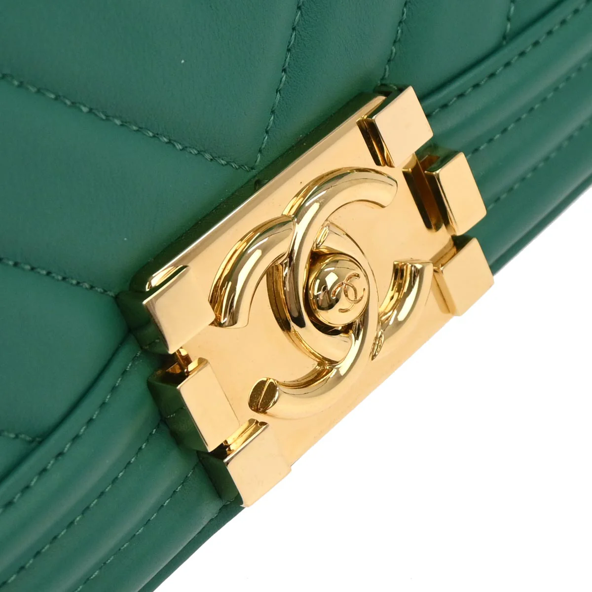 Boy Chanel Green Lambskin Small Chain Shoulder Bag - Image 3