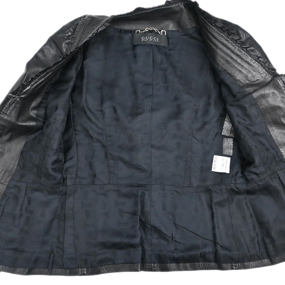 Gucci Zip Up Collarless Jacket Black #38 - Image 6