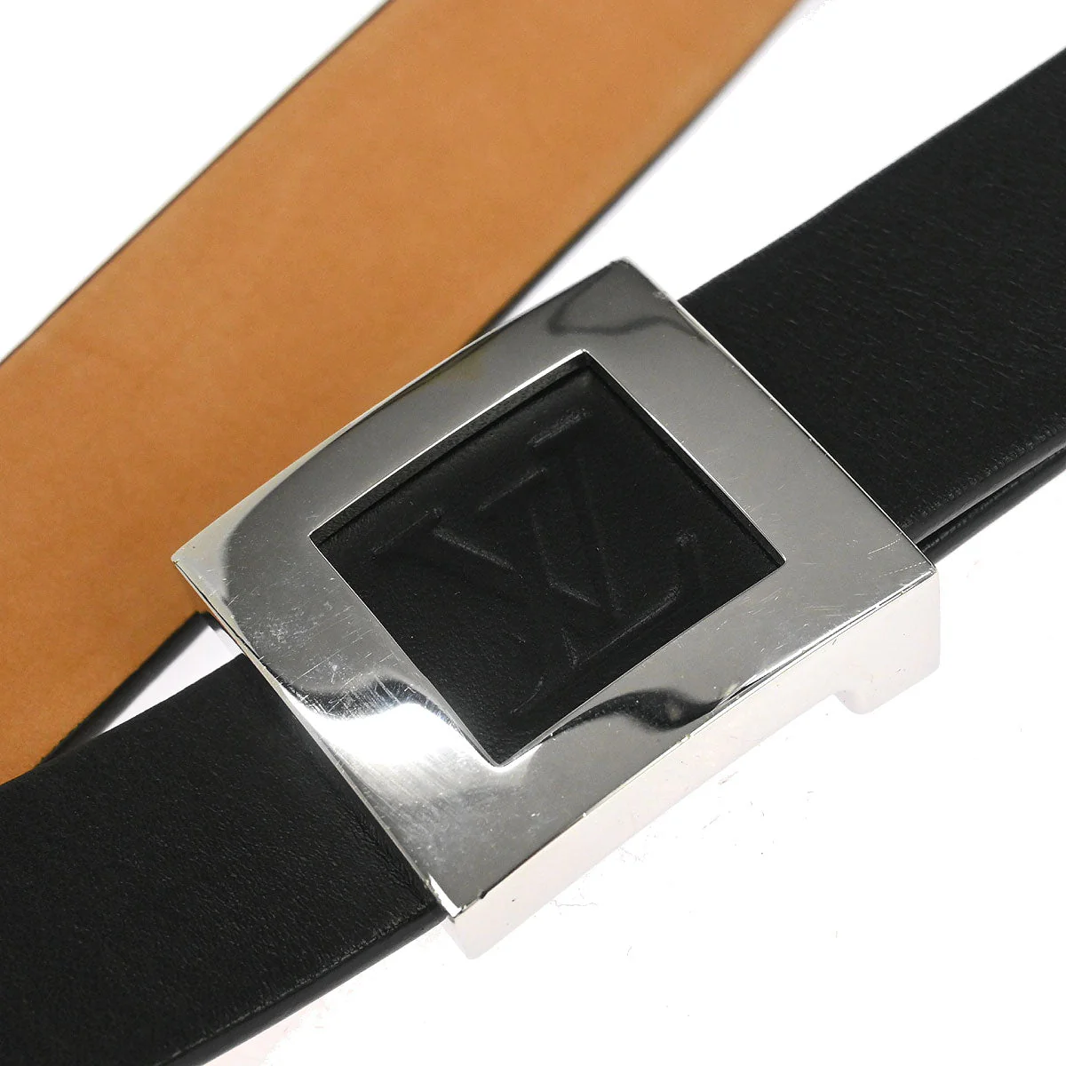 Louis Vuitton 2004 Black Ceinture Belt LV Stamp M6896S #100/40 - Image 3