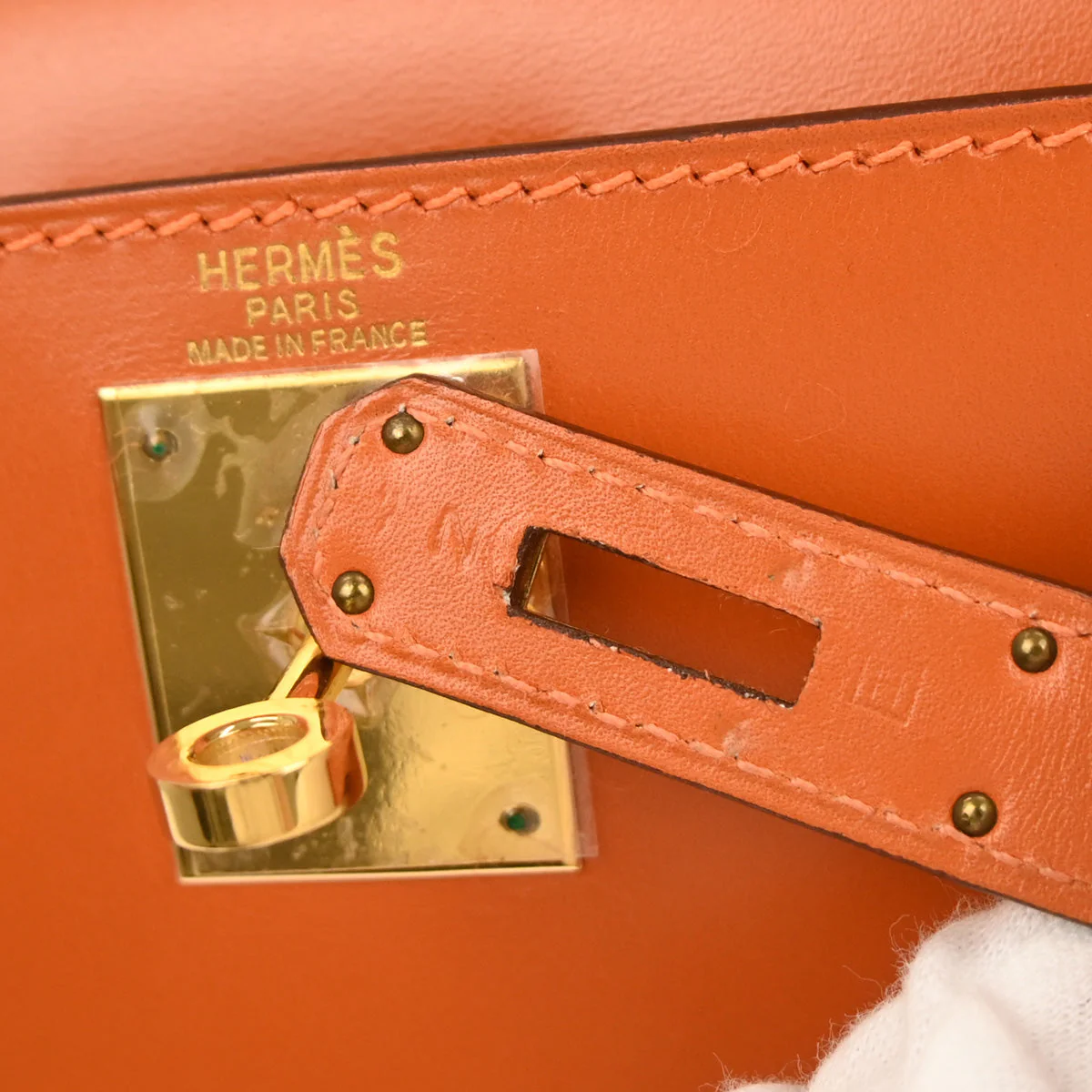 Hermes Orange Box Calf Kelly 28 Sellier 2way Shoulder Handbag - Image 10