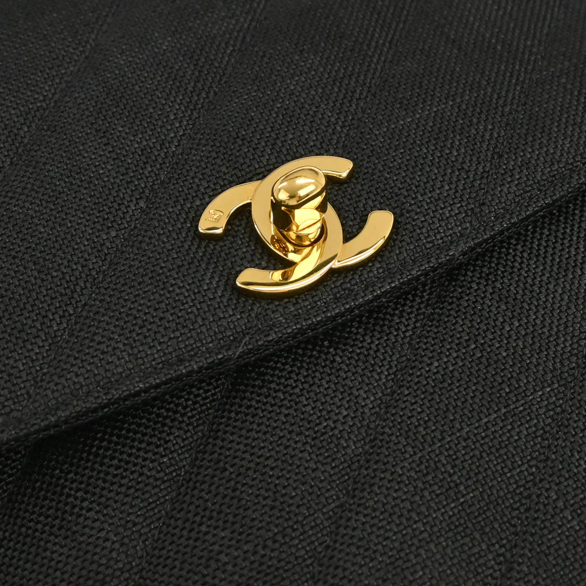 Chanel 1991-1994 Black Linen Top Handle 2way Shoulder Handbag - Image 5