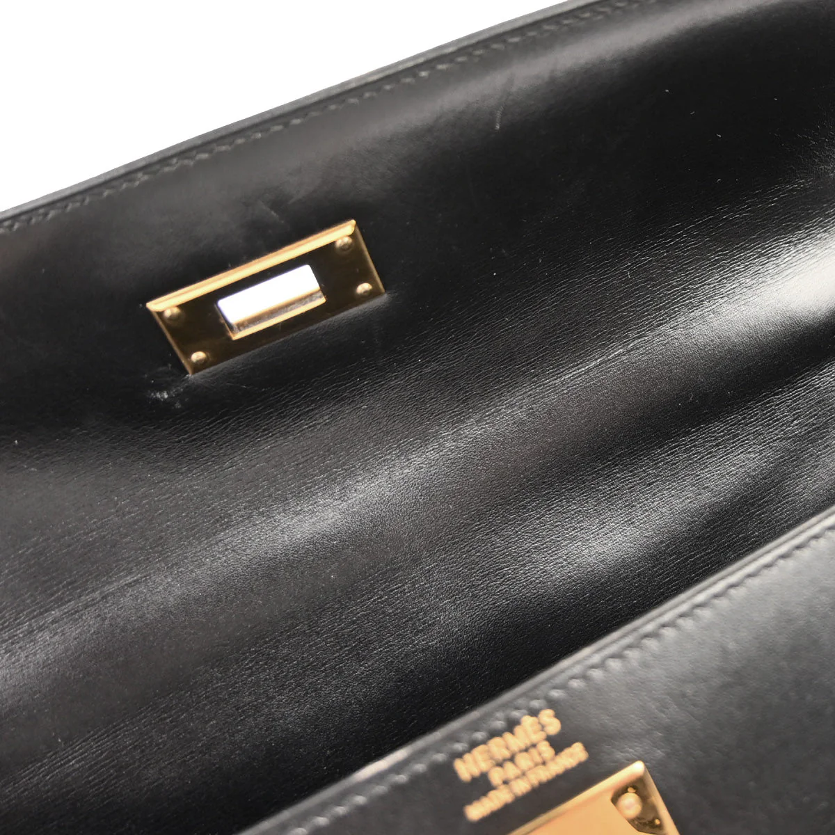 Hermes Black Box Calf Kelly 32 Sellier 2way Shoulder Handbag - Image 7