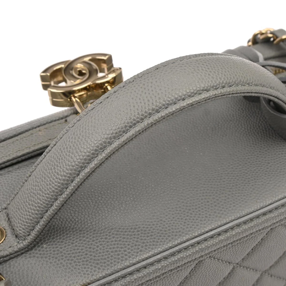 Chanel 2019 Gray Caviar Skin CC Filigree 2way Vanity Shoulder Handbag - Image 4