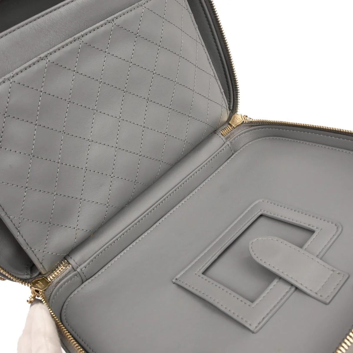 Chanel 2019 Gray Caviar Skin CC Filigree 2way Vanity Shoulder Handbag - Image 7