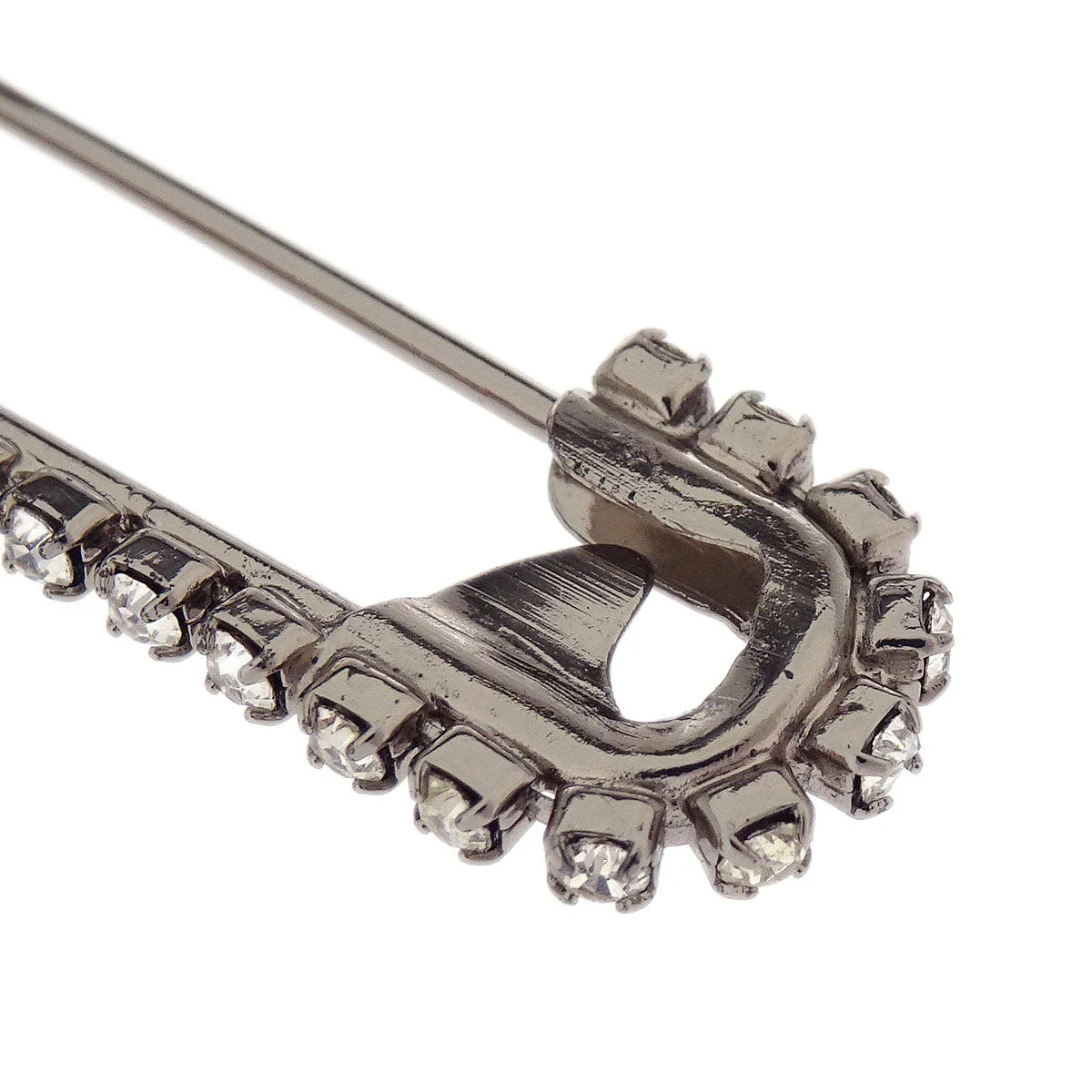Chanel Dangle CC Brooch Pin Silver Rhinestone 01P - Image 3