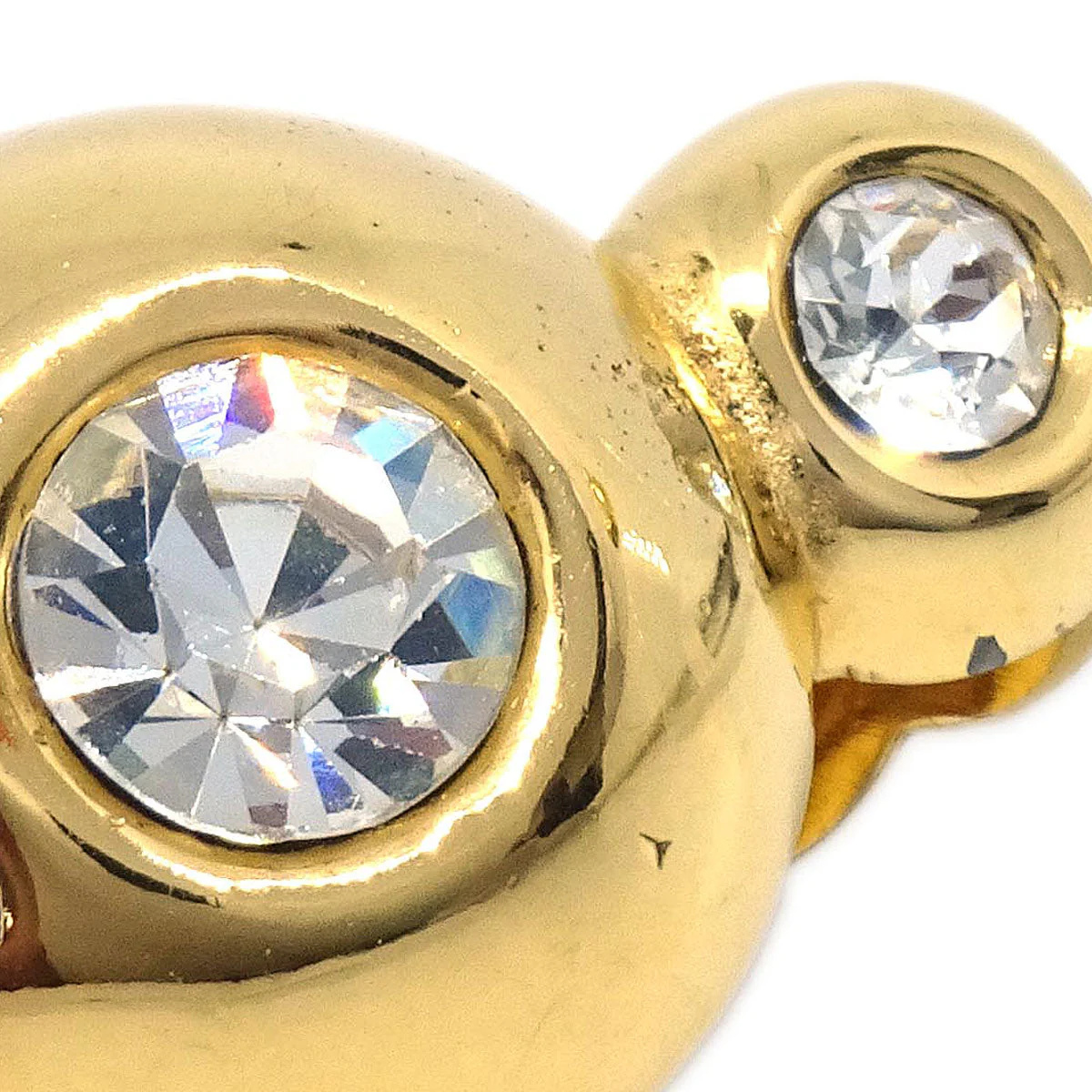 Chanel Gold Clip-On Earrings Rhinestone 2233 - Image 2