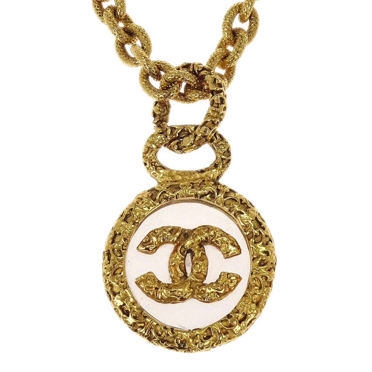 Chanel Gold Medallion CC Chain Pendant Necklace 93A - Image 2