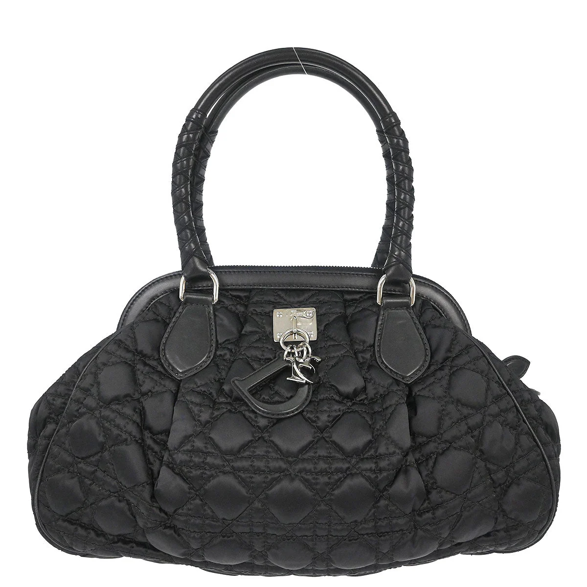 Christian Dior Black Nylon Cannage Charming Doctor Bag Handbag