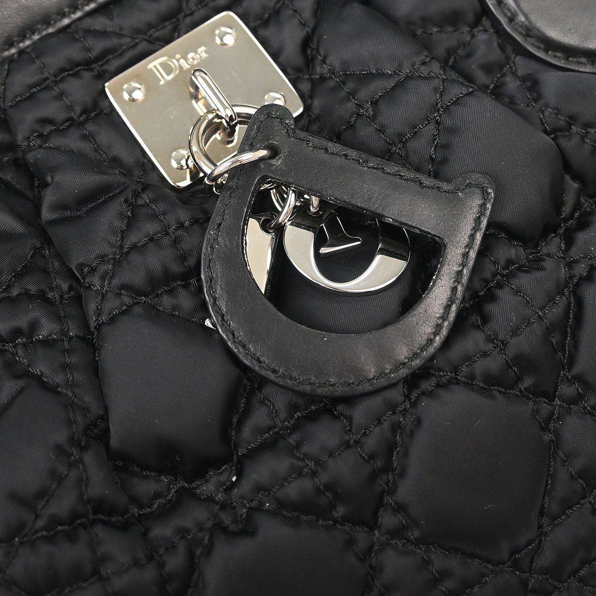 Christian Dior Black Nylon Cannage Charming Doctor Bag Handbag - Image 4