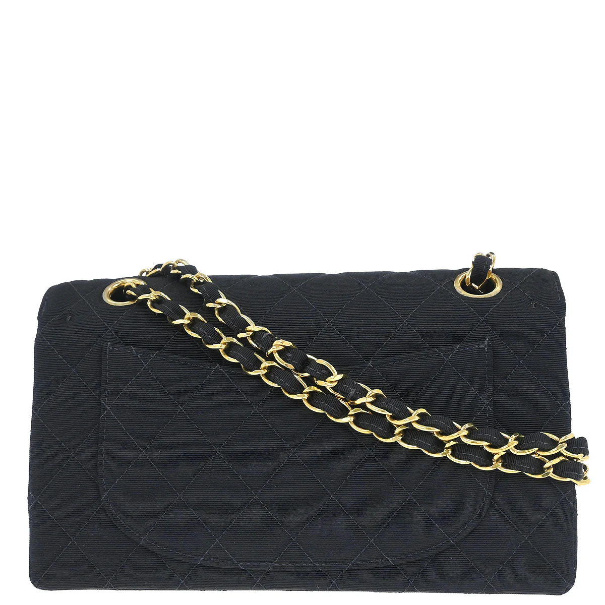 Chanel Black Cotton Small Classic Double Flap Shoulder Bag - Image 2