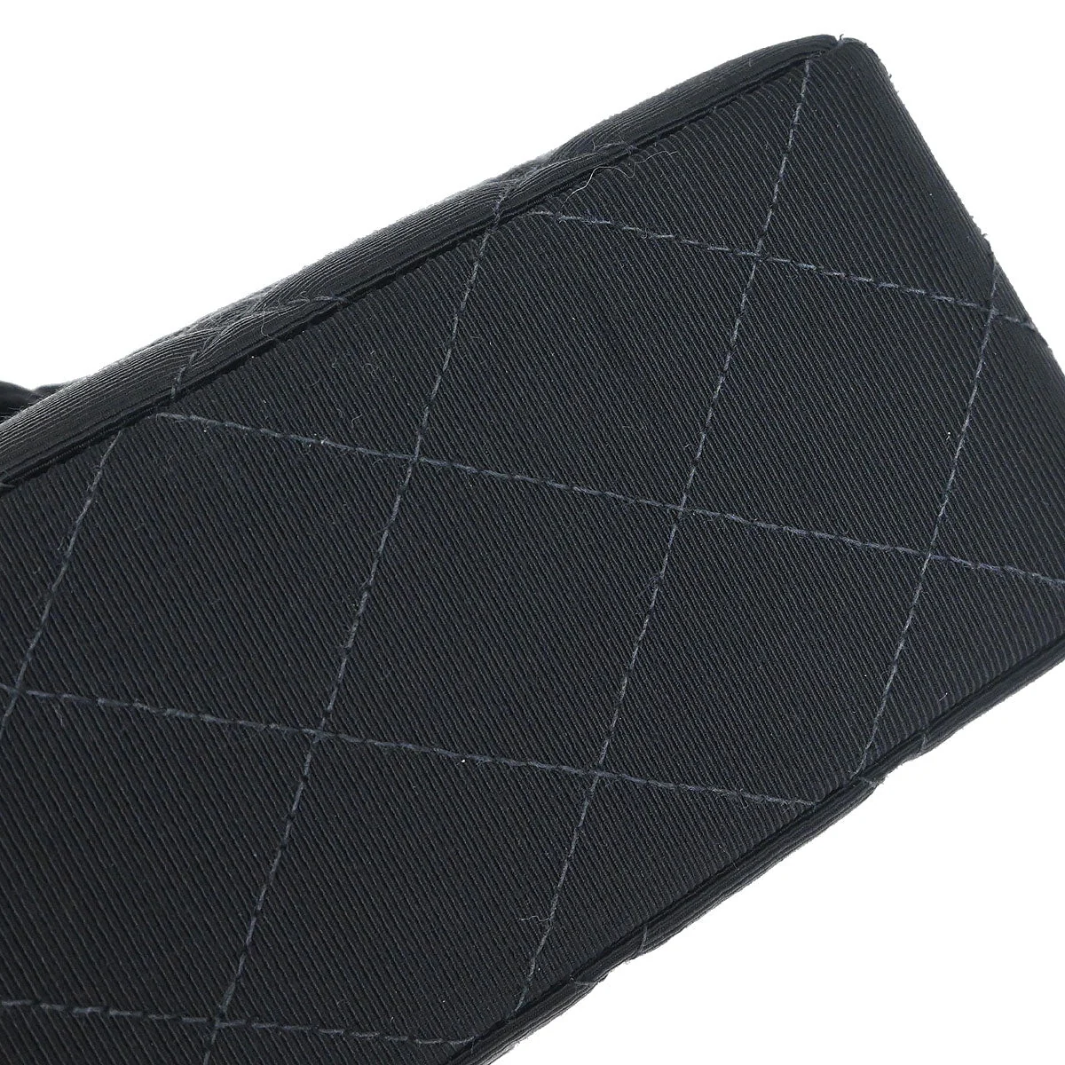Chanel Black Cotton Small Classic Double Flap Shoulder Bag - Image 3