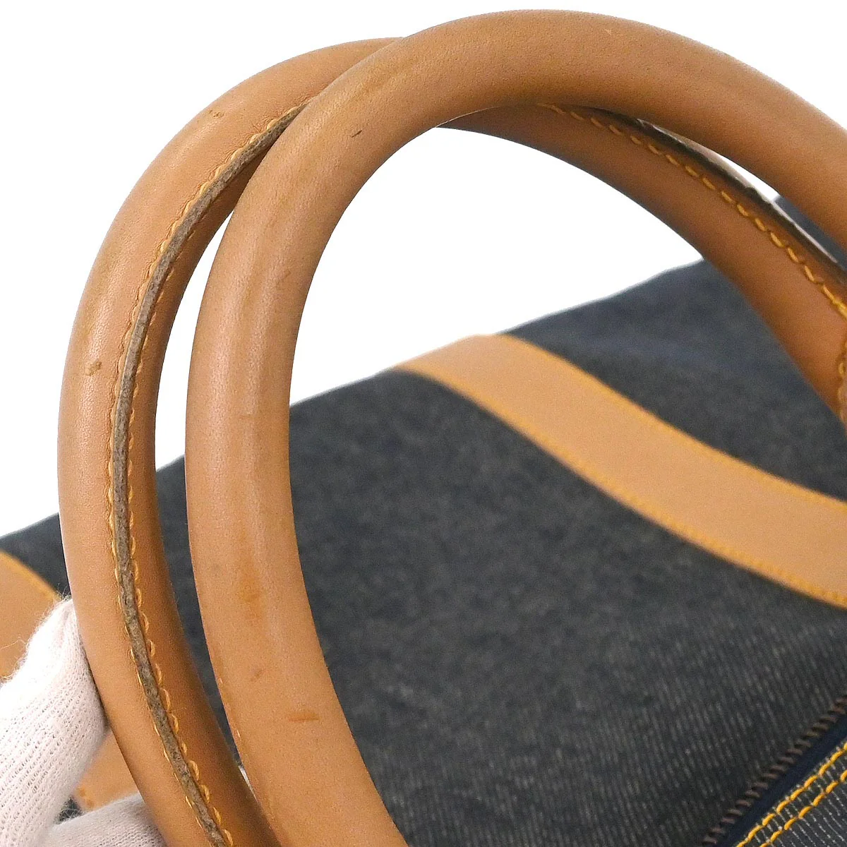 Christian Dior Navy Beige Denim Duffle Bag - Image 12