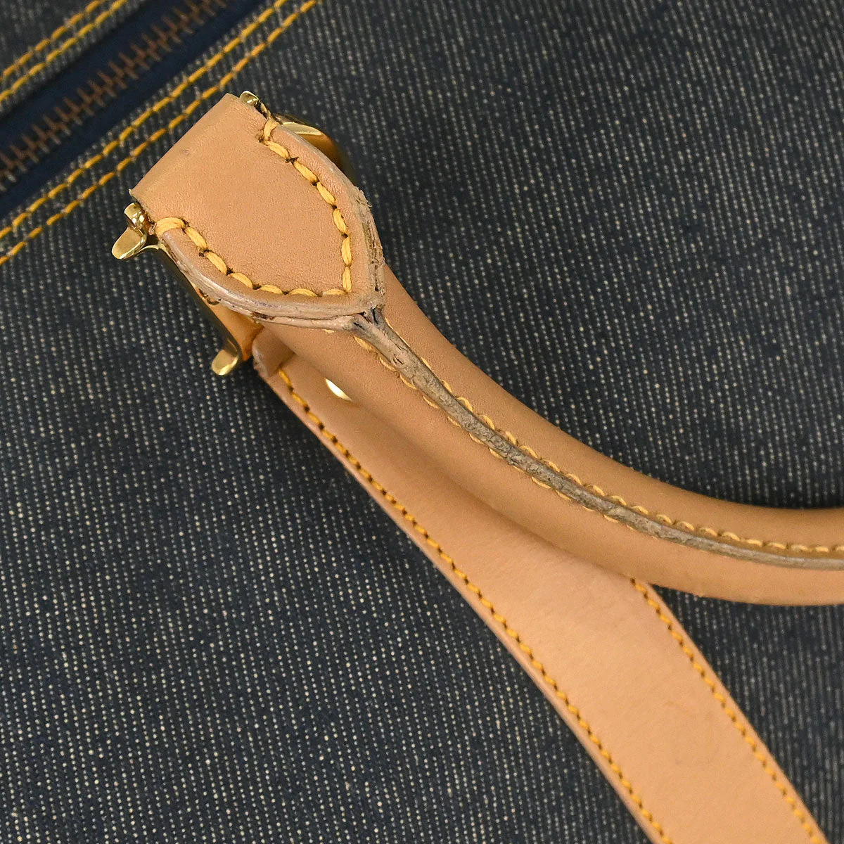 Christian Dior Navy Beige Denim Duffle Bag - Image 4