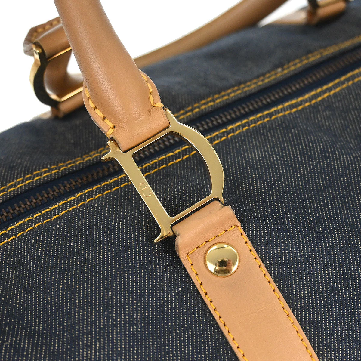 Christian Dior Navy Beige Denim Duffle Bag - Image 5