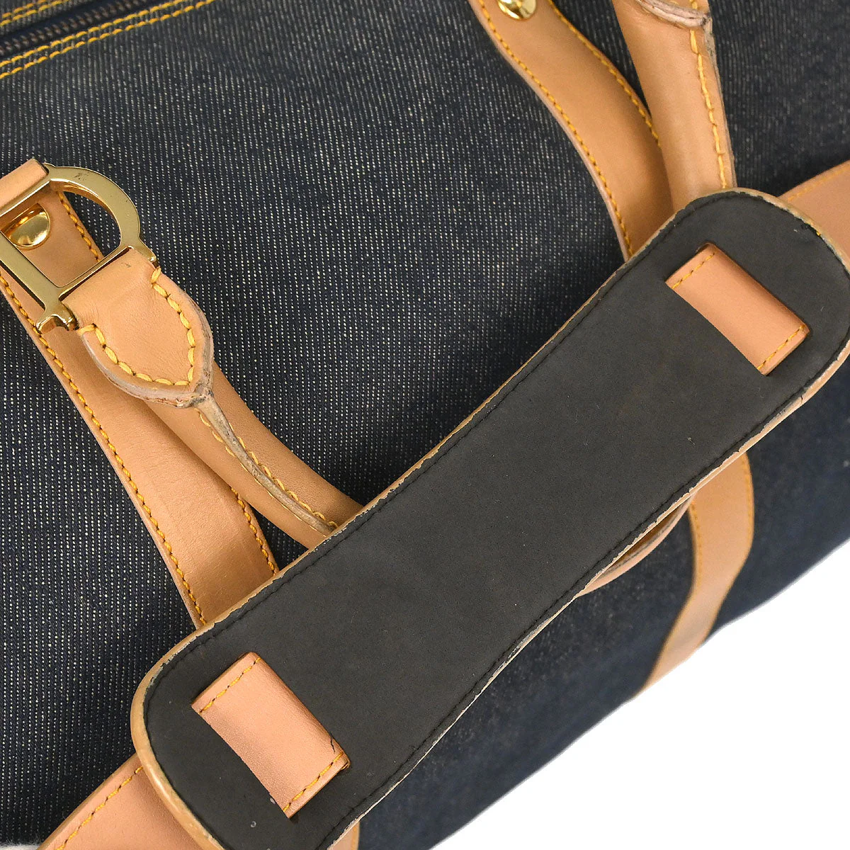Christian Dior Navy Beige Denim Duffle Bag - Image 6