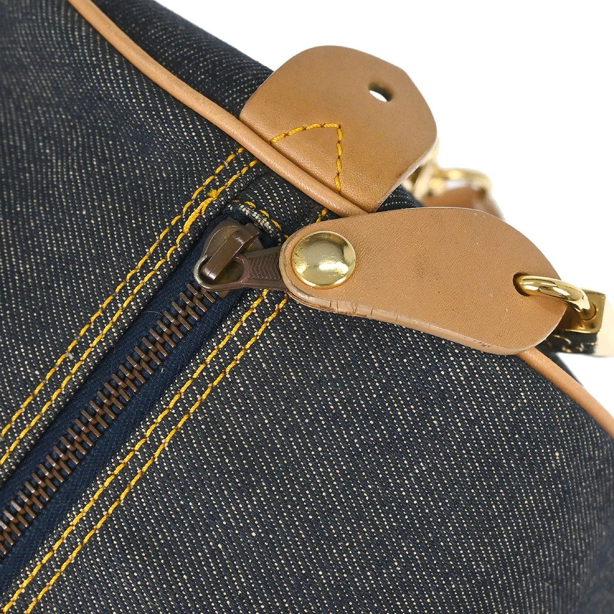 Christian Dior Navy Beige Denim Duffle Bag - Image 7