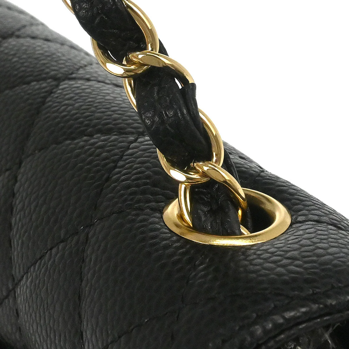 Chanel 2008-2009 Black Caviar Skin East West Shoulder Bag - Image 5