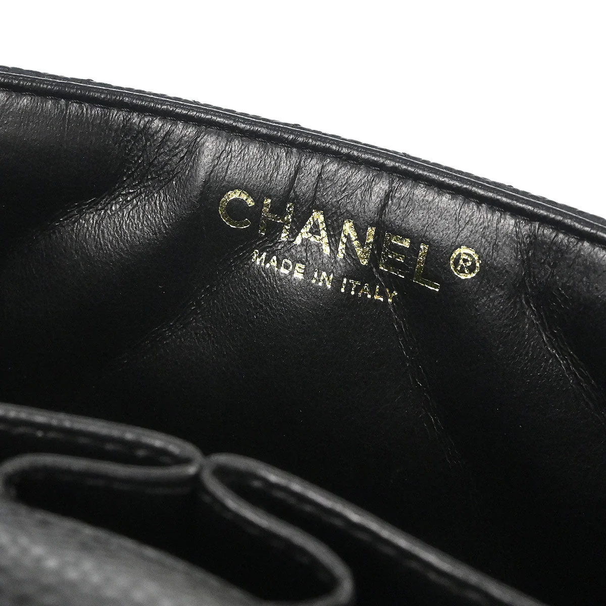 Chanel 2008-2009 Black Caviar Skin East West Shoulder Bag - Image 8
