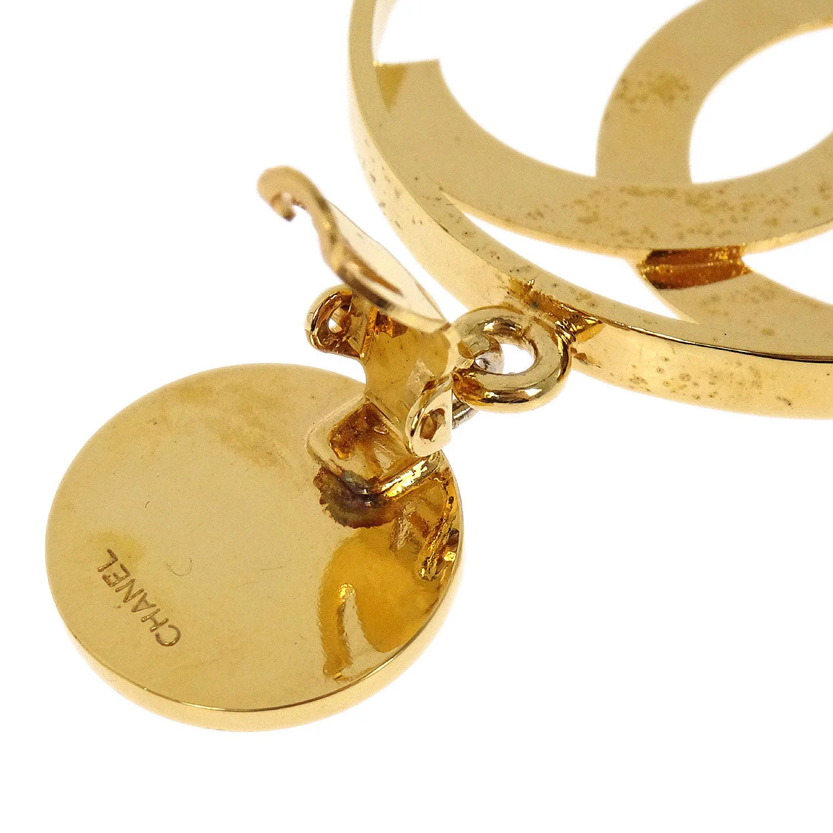 Chanel Hoop CC Dangle Clip-On Earrings Gold - Image 4
