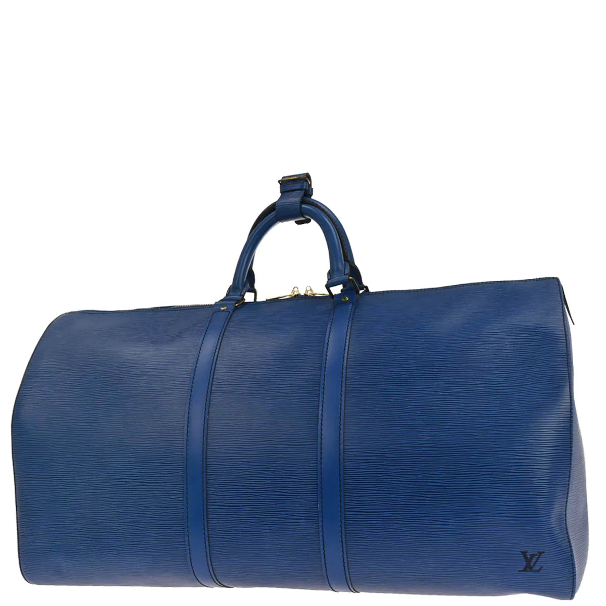 Louis Vuitton 1990 Blue Epi Keepall 55 Travel Handbag M42955 - Image 2