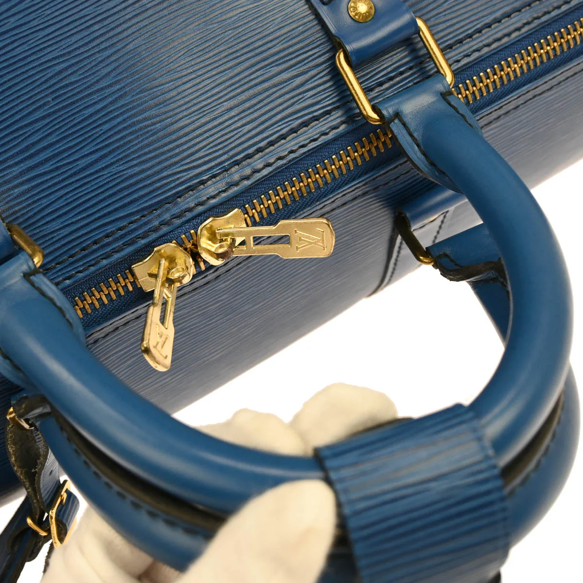 Louis Vuitton 1990 Blue Epi Keepall 55 Travel Handbag M42955 - Image 3