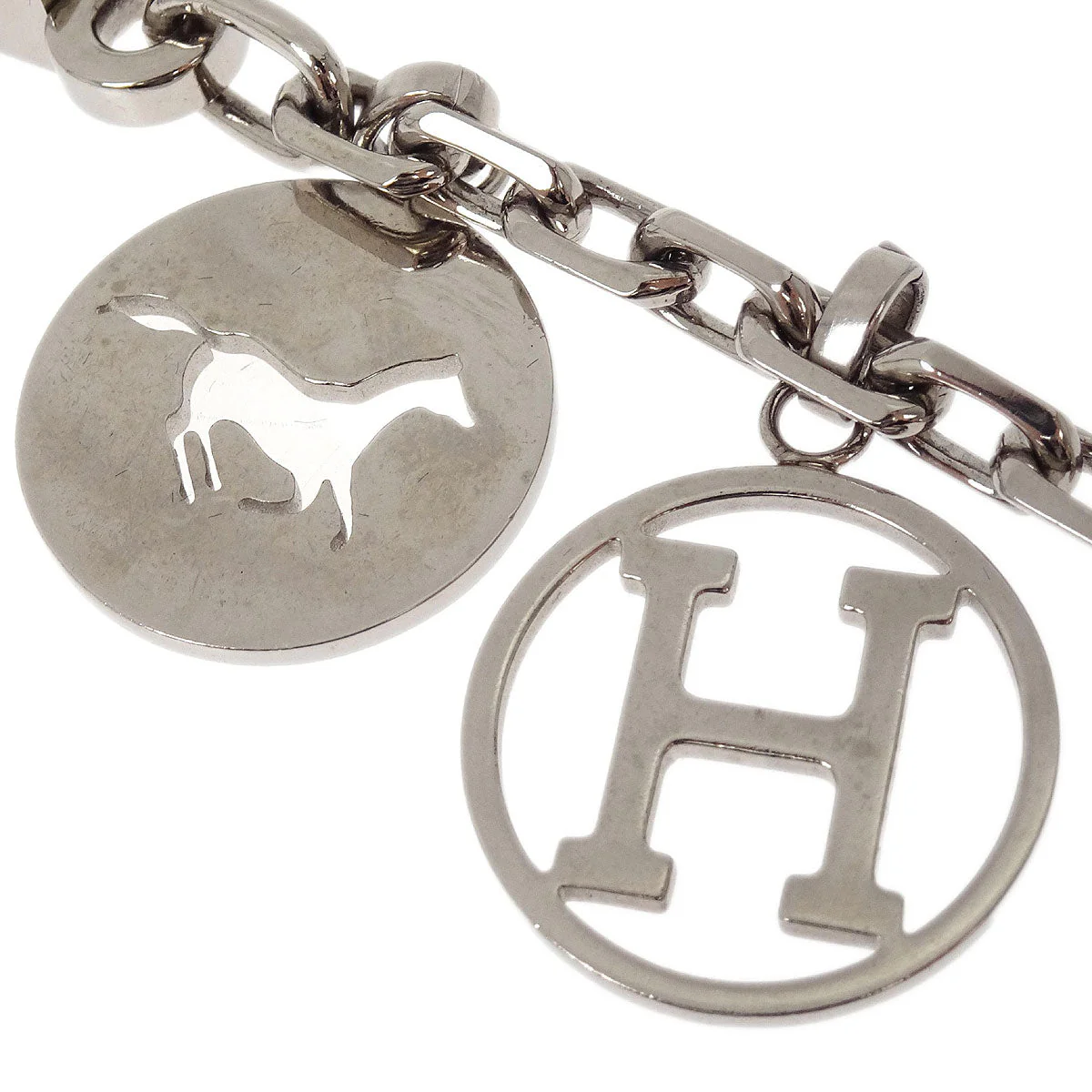 Hermes Amulet Bull Lock Key Holder Bag Charm Silver Small Good - Image 4