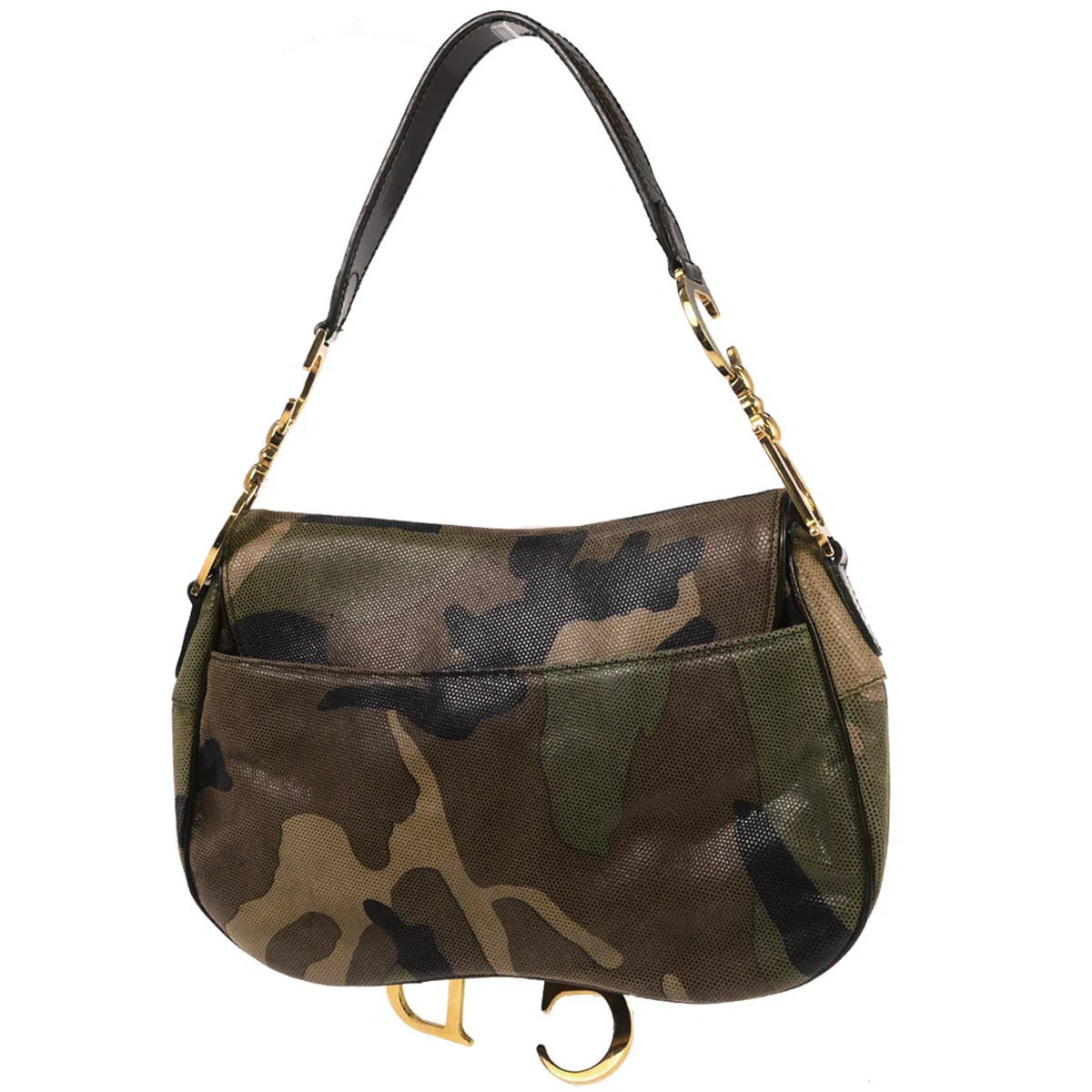 Christian Dior Green Camouflage Double Saddle Handbag - Image 2