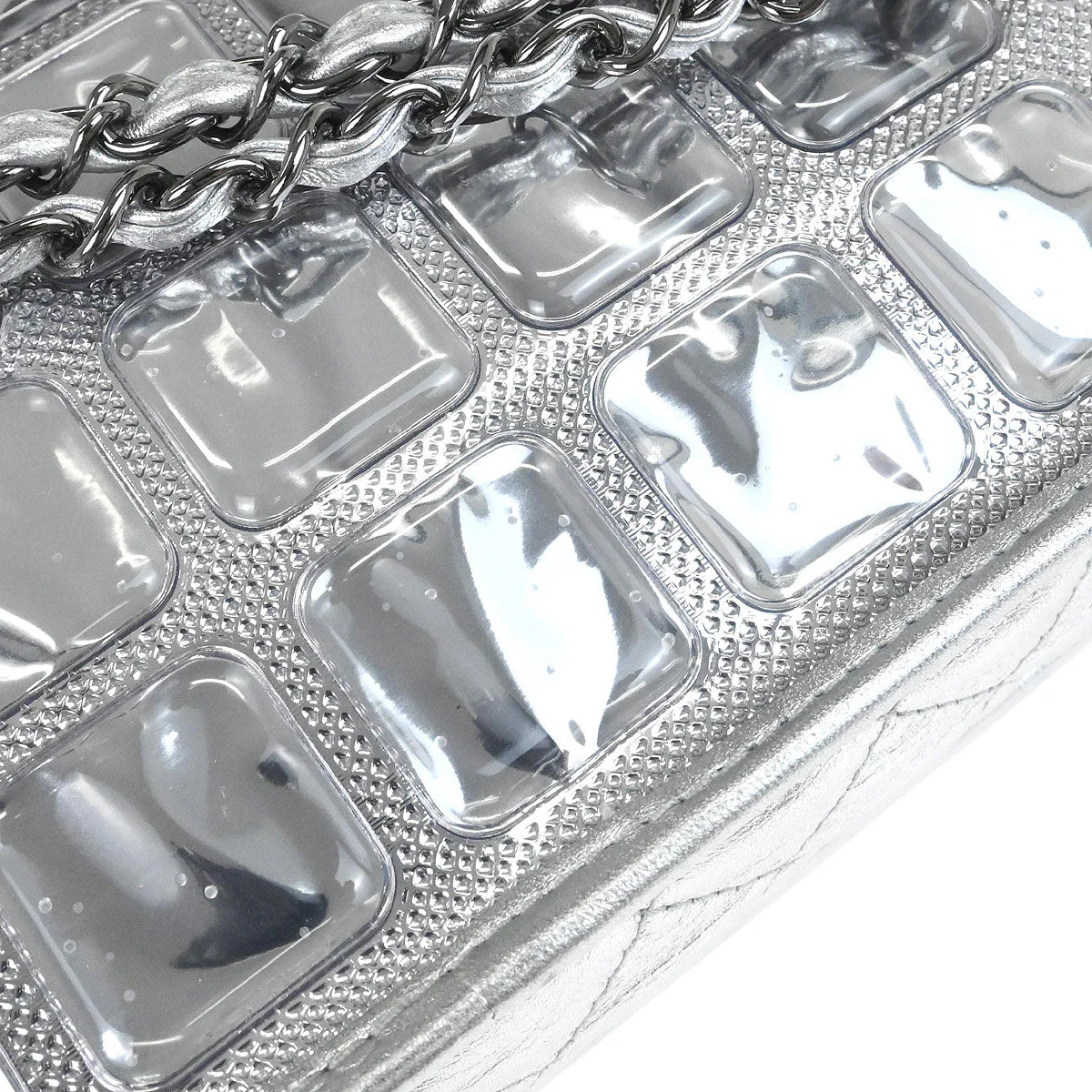 Chanel Silver PVC Lambskin Ice Cube Jumbo Shoulder Bag - Image 3