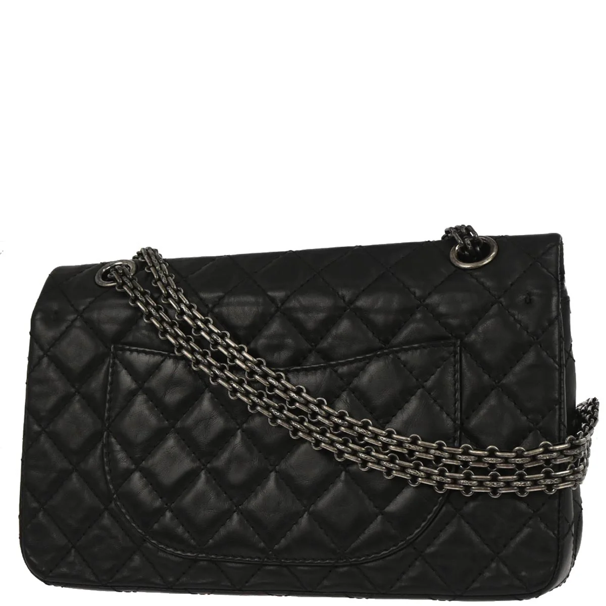 Chanel 2012 Black Calfskin Icon 2.55 Medium Classic Double Flap Shoulder Bag - Image 2