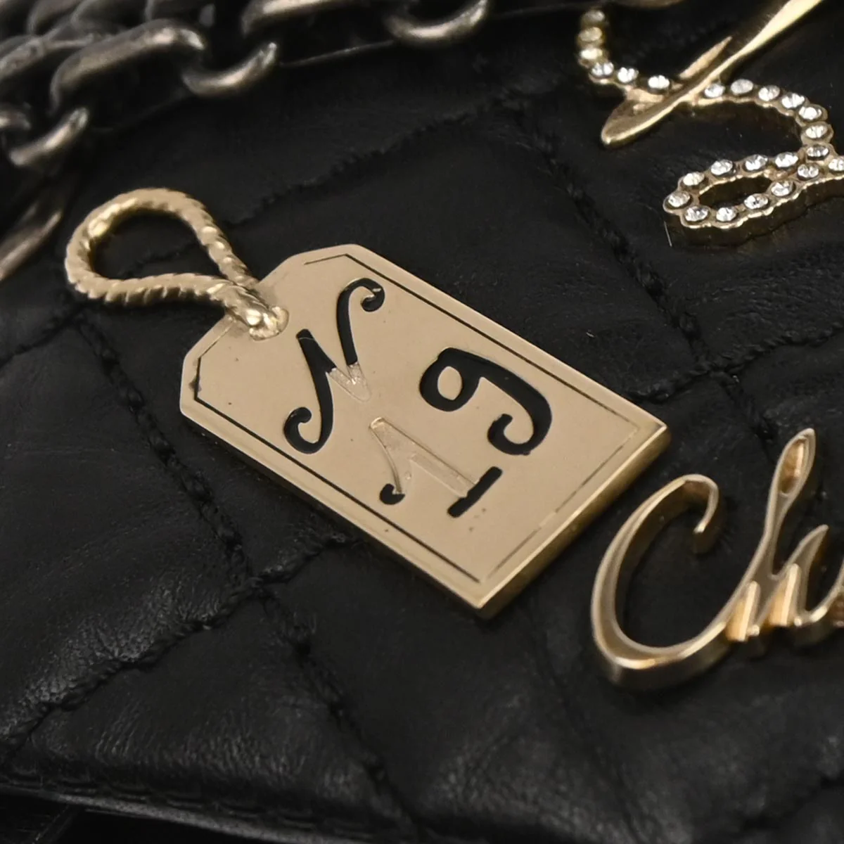 Chanel 2012 Black Calfskin Icon 2.55 Medium Classic Double Flap Shoulder Bag - Image 4