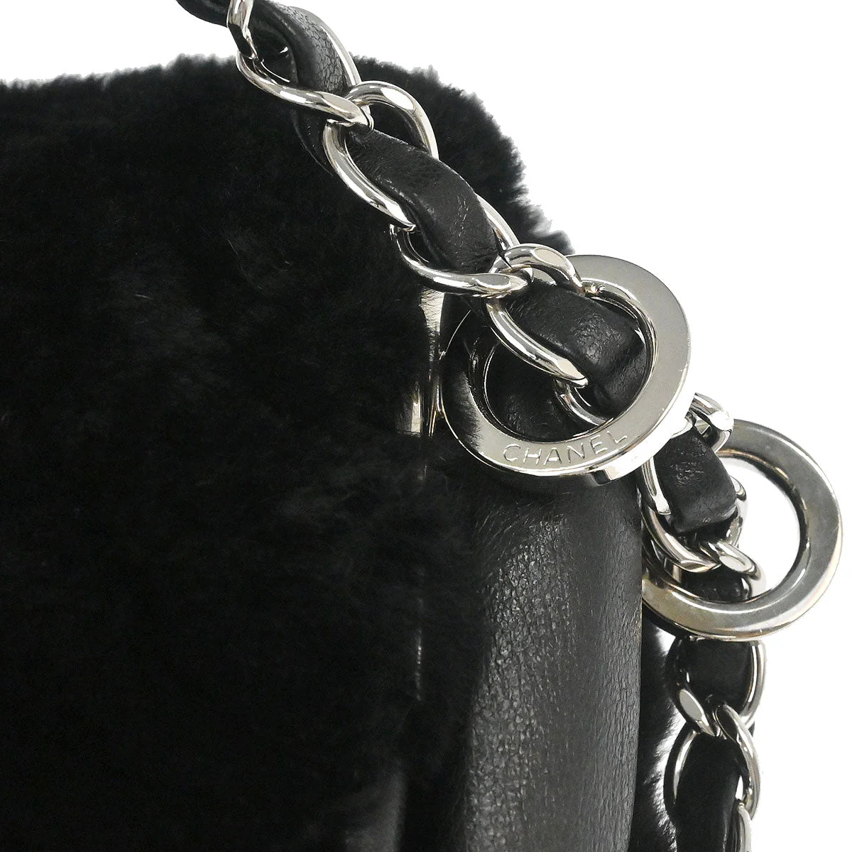 Chanel 2006-2008 Black Lapin Fur Handbag - Image 6