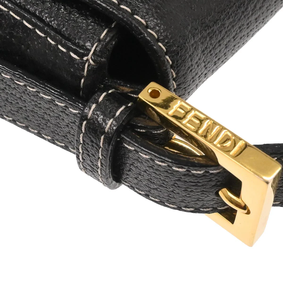 Fendi Black Leather Baguette Handbag - Image 3
