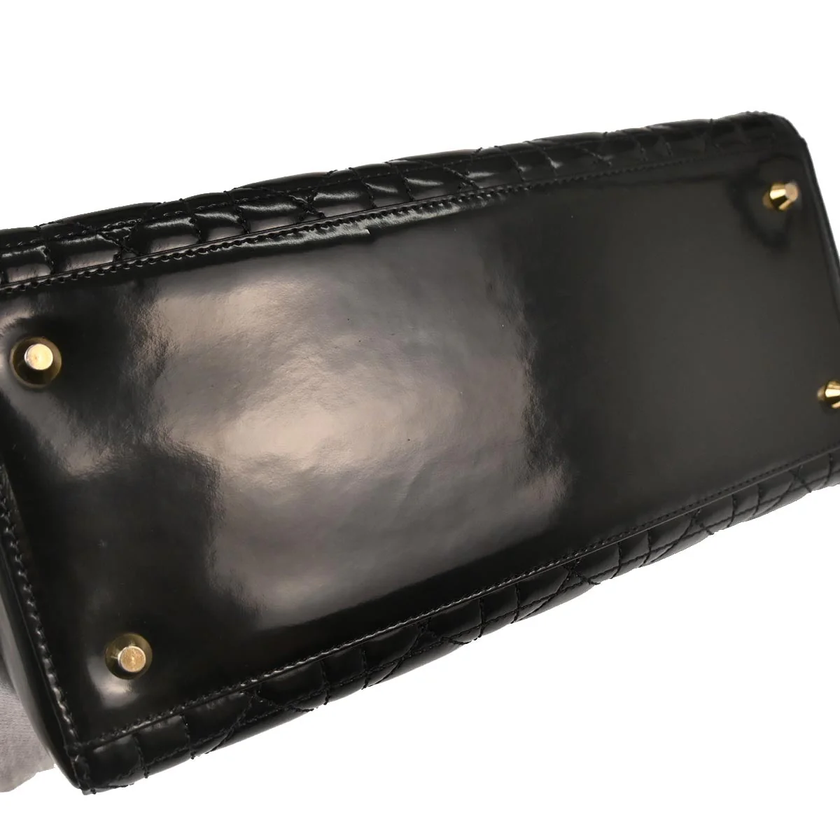 Christian Dior Black Patent Leather Cannage Lady Dior Shoulder Handbag - Image 3