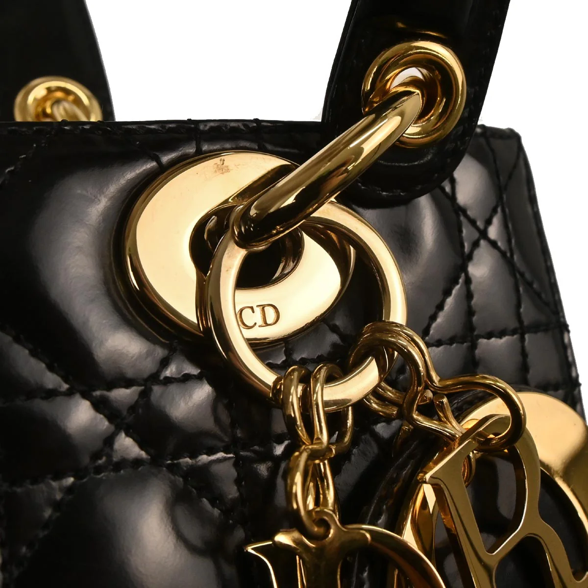 Christian Dior Black Patent Leather Cannage Lady Dior Shoulder Handbag - Image 4