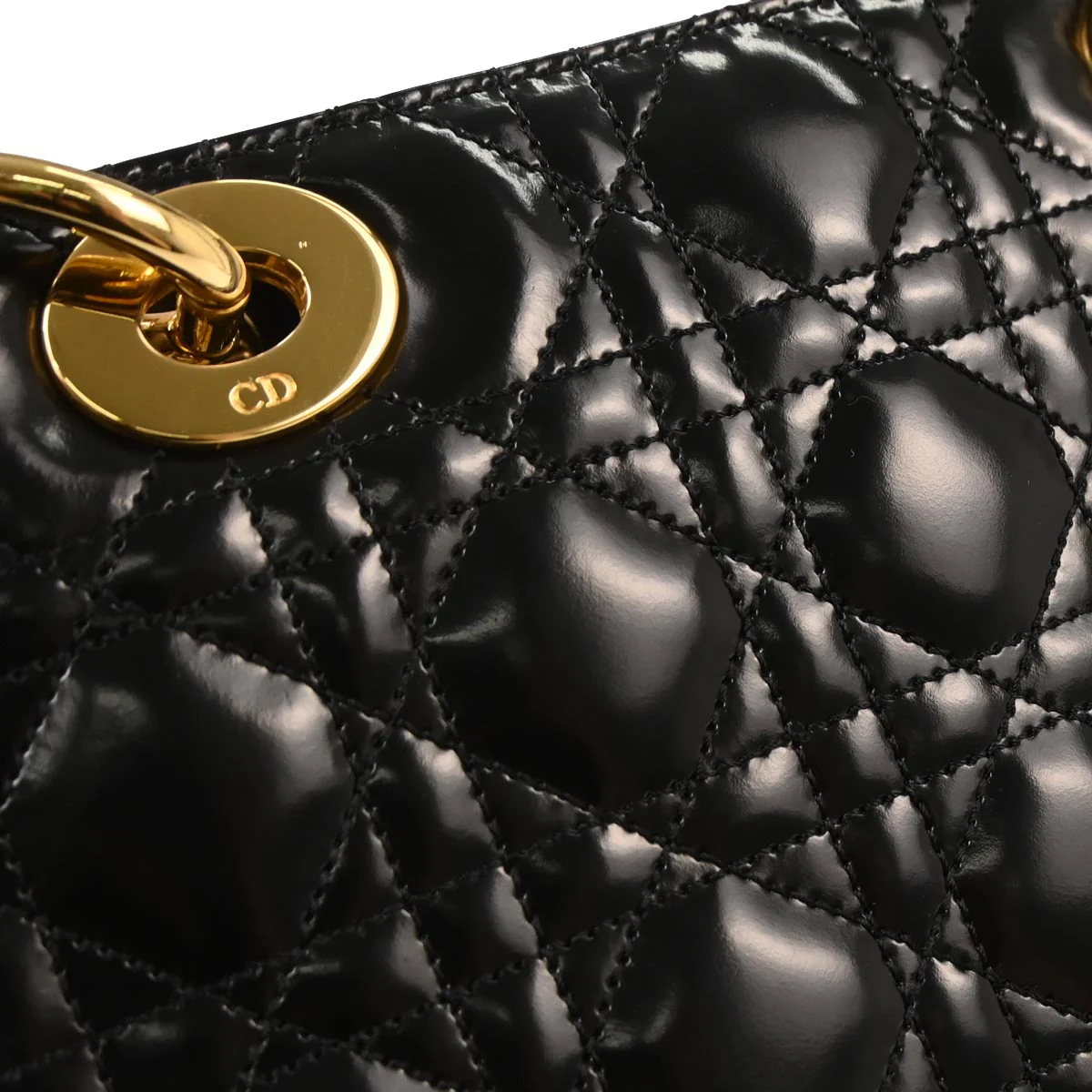 Christian Dior Black Patent Leather Cannage Lady Dior Shoulder Handbag - Image 5