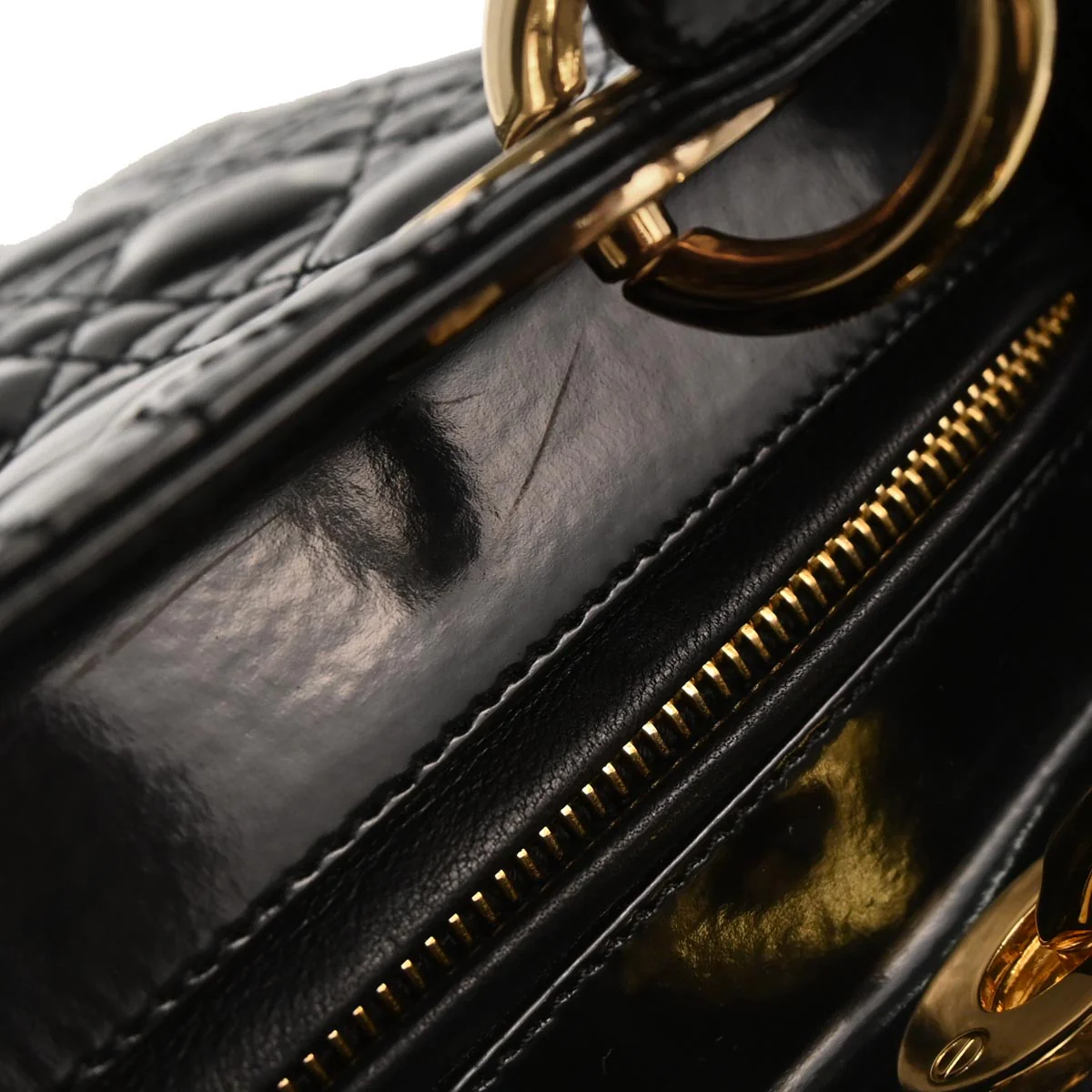 Christian Dior Black Patent Leather Cannage Lady Dior Shoulder Handbag - Image 6