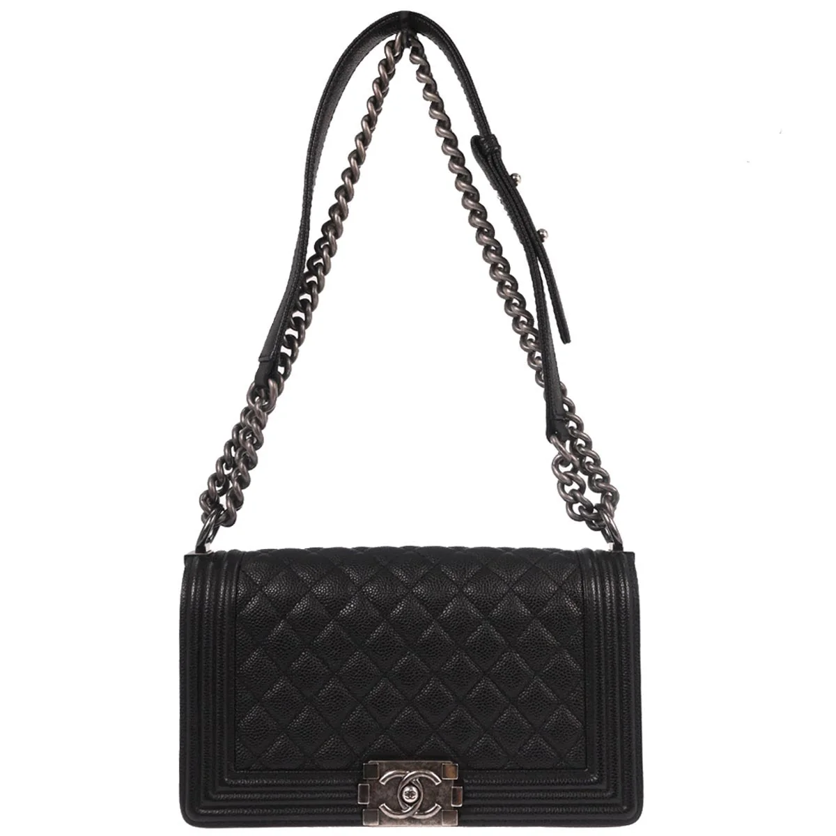 Boy Chanel 2014-2015 Black Caviar Skin Medium Shoulder Bag