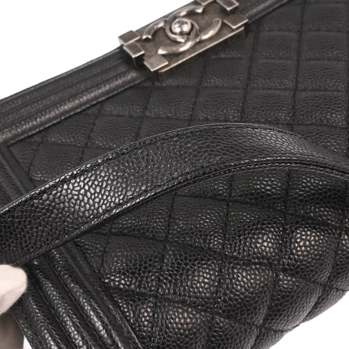 Boy Chanel 2014-2015 Black Caviar Skin Medium Shoulder Bag - Image 3