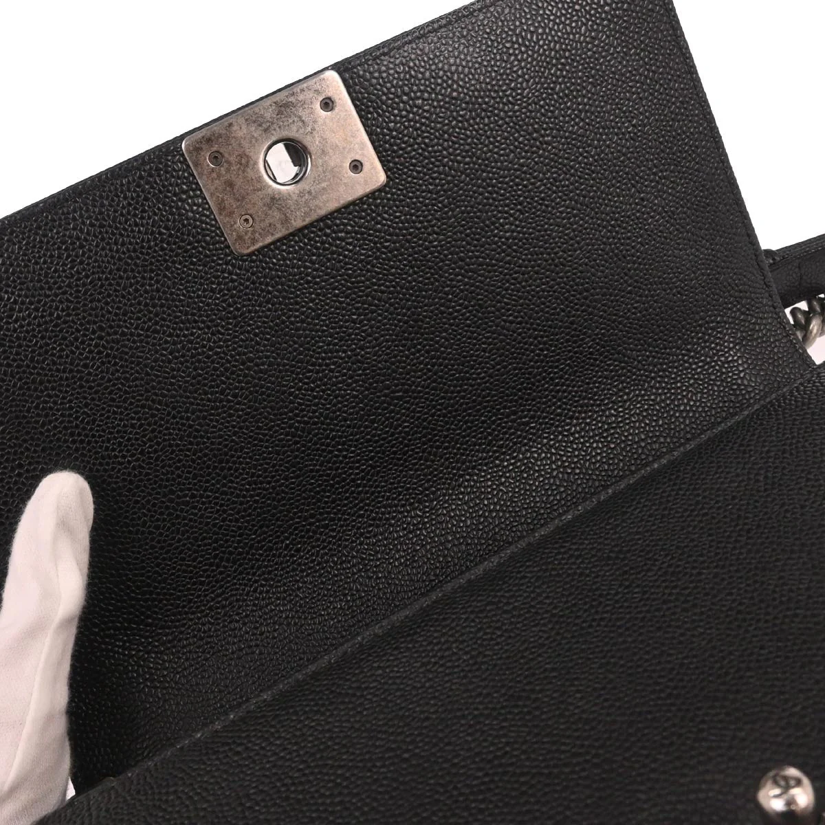 Boy Chanel 2014-2015 Black Caviar Skin Medium Shoulder Bag - Image 8