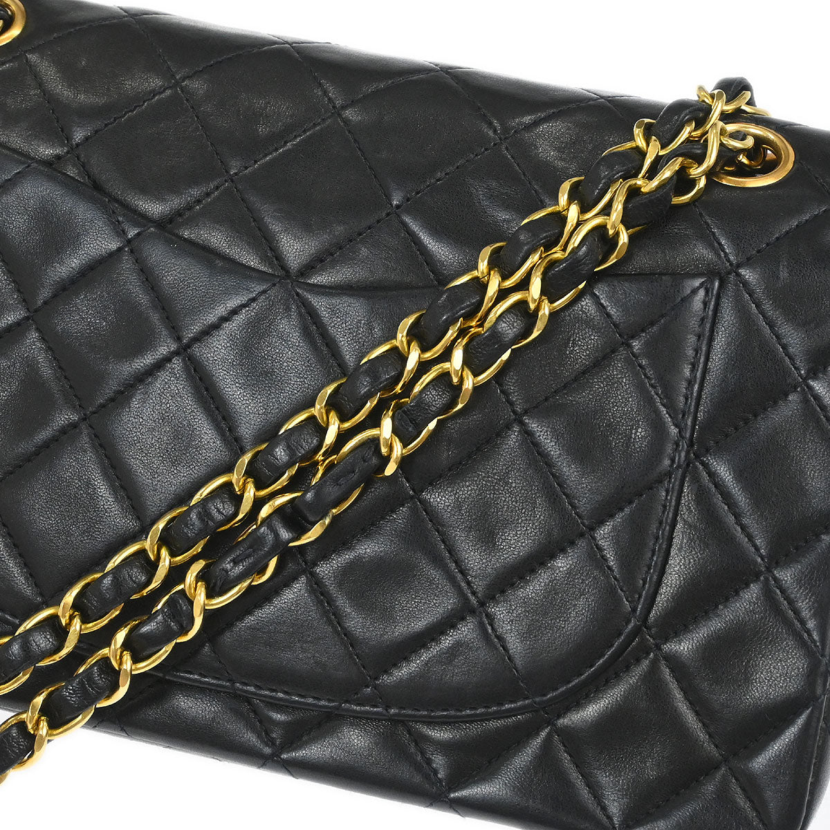 Chanel 1994-1996 Black Lambskin Small Classic Double Flap Shoulder Bag - Image 5