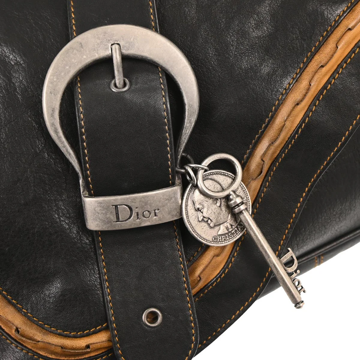 Christian Dior Black Gaucho Crossbody Bag - Image 3