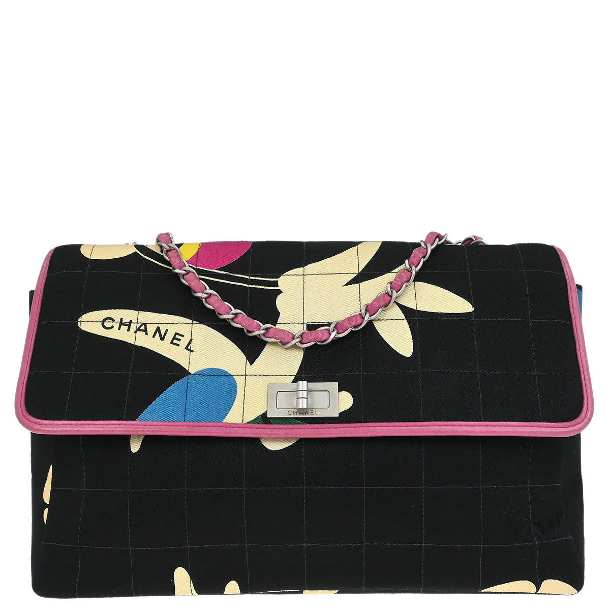 Chanel 2000-2002 Black Straight Flap Choco Bar Mademoiselle Lock Shoulder Bag