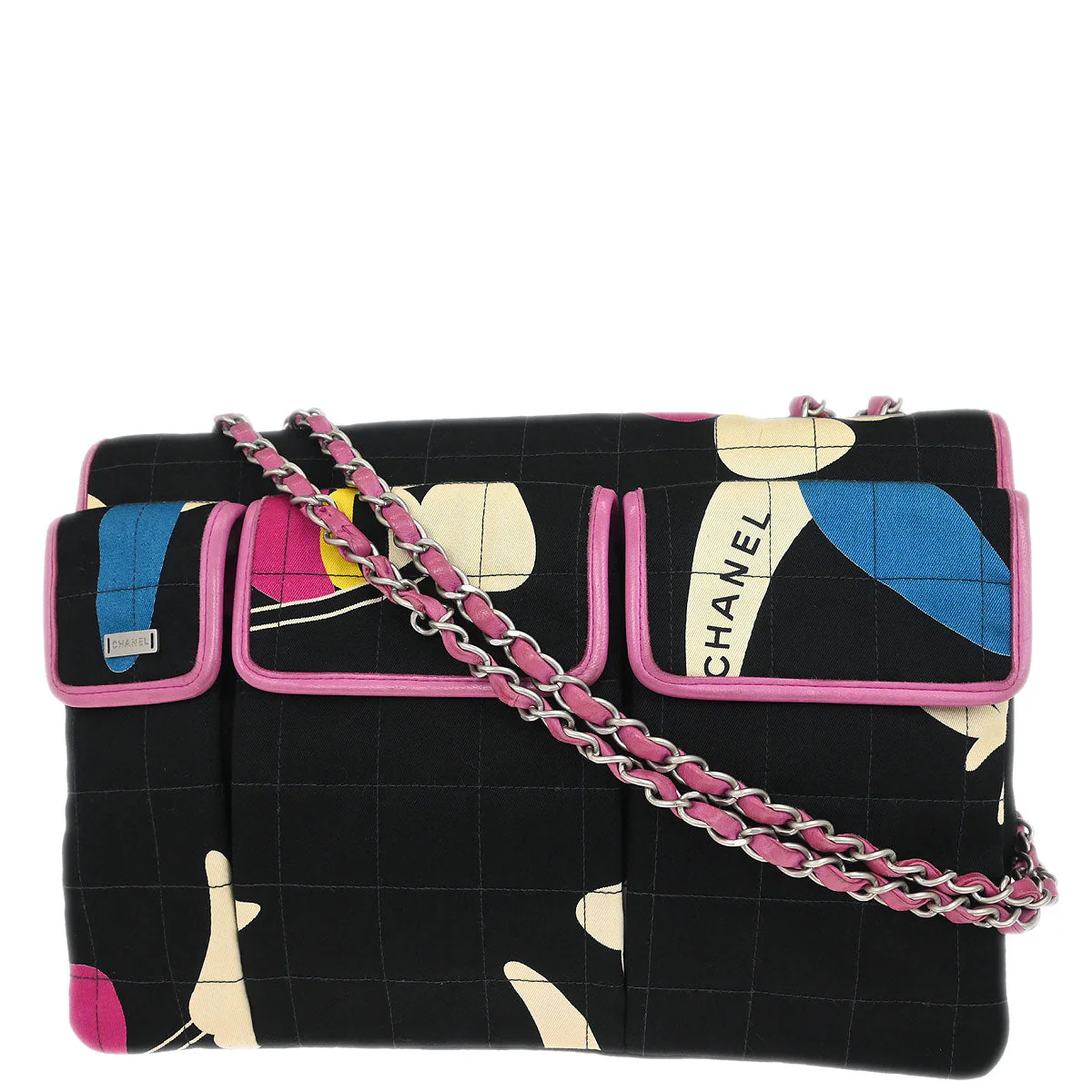 Chanel 2000-2002 Black Straight Flap Choco Bar Mademoiselle Lock Shoulder Bag - Image 2