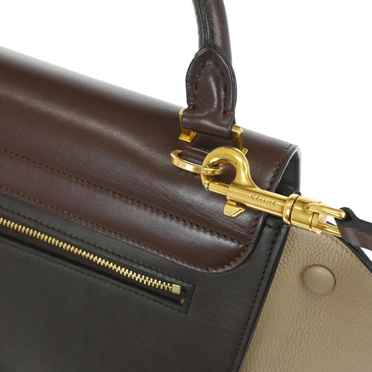 Celine Brown Leather Trapeze 2way Shoulder Handbag - Image 4