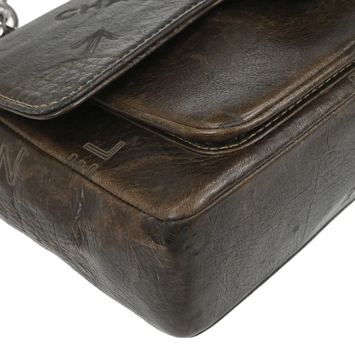 Chanel 2003-2004 Brown Calfskin Graffiti Handbag - Image 3